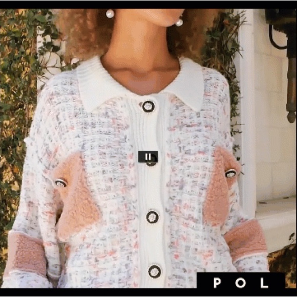 POL Rainbow Tweed Knit Luxe Knit Cardigan